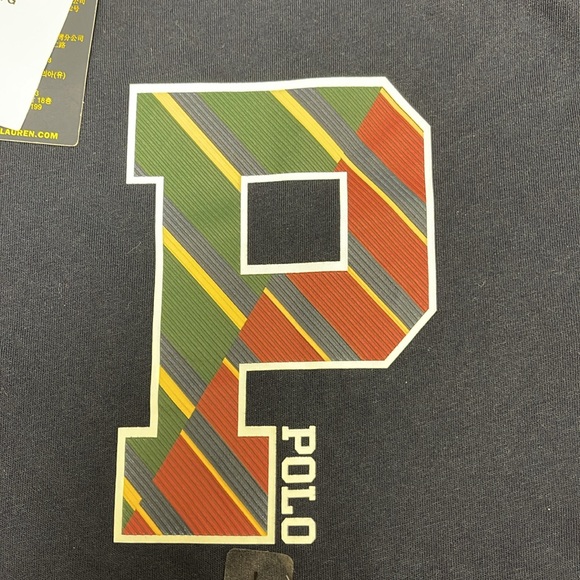POLO Ralph Lauren Polo Men Varsity Big P Navy T-Shirt Long Sleeve Tee NWT Large - Picture 4 of 12